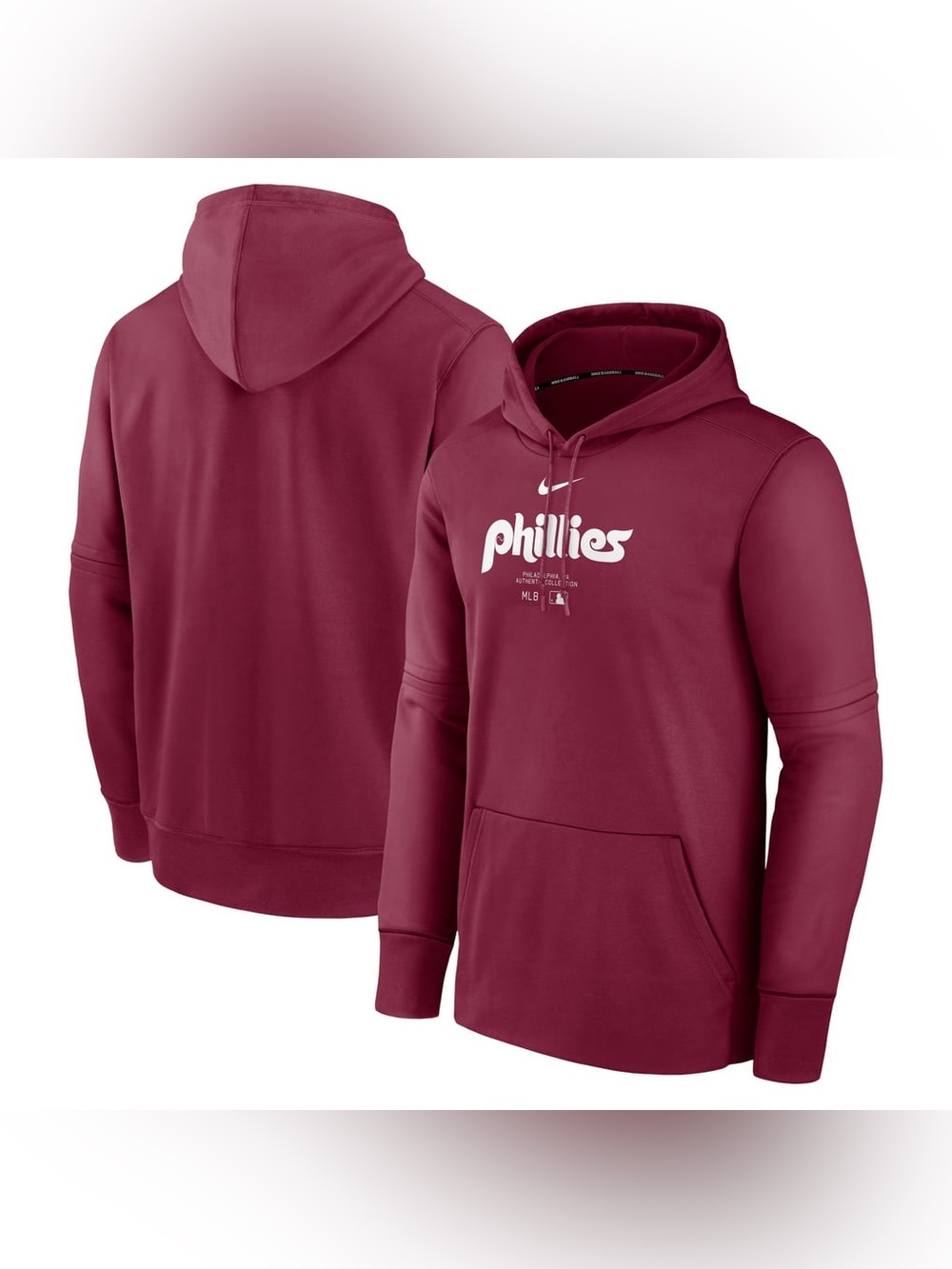 Philadelphia Phillies Nike Burgundy Authentic Collection hoodie size L NWT